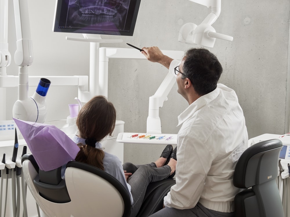 Close-up of dental treatment in progress